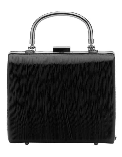 Olga Berg Black Hard Case Handle Bag
