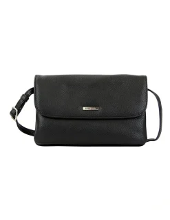 Joan Weisz Venture Black Flap Over Crossbody Bag JWL025