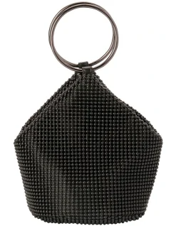 Olga Berg Bianca Black Top Handle Clutch OB5243