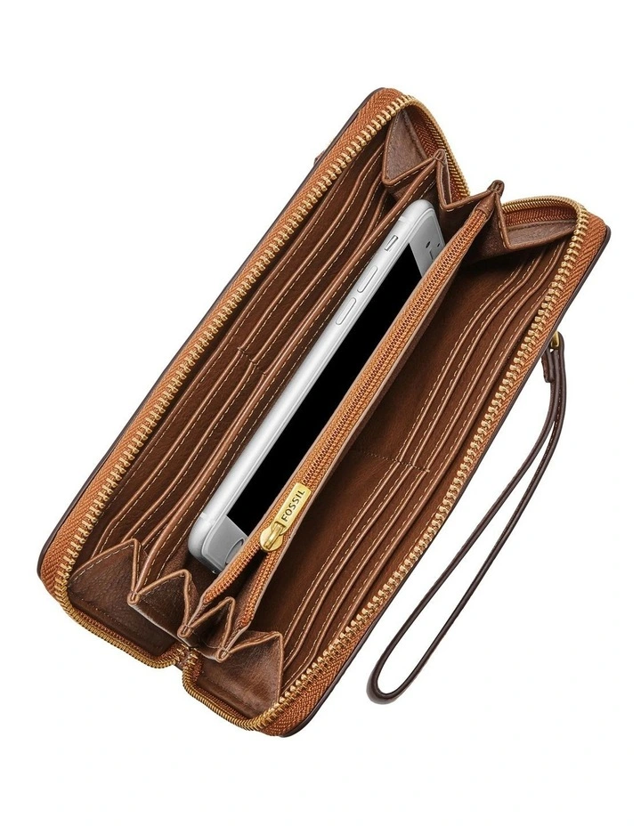 Fossil Logan Brown Zip Around Wallet 4 Fossil Logan Brown Zip Around Wallet - Image 2