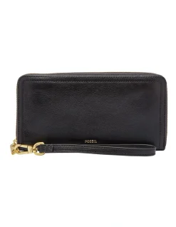 Fossil Logan Black Zip Around Wallet
