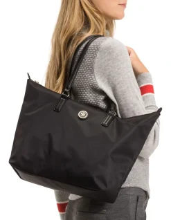 Tommy Hilfiger Nylon Blend Tote Bag In Black -Mocha shop 675749710 4 720x928
