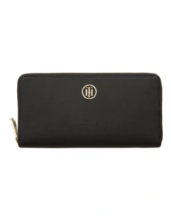 Tommy Hilfiger Large Monogram Zip Wallet In Black