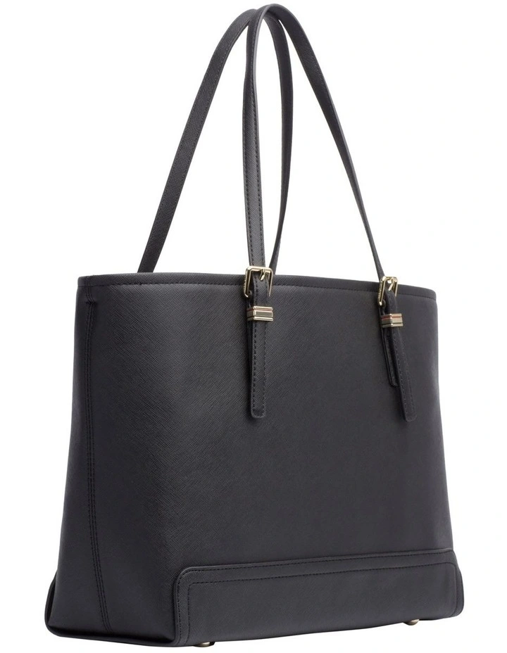 Tommy Hilfiger Honey Medium Monogram Logo Tote Bag In Black 4 Tommy Hilfiger Honey Medium Monogram Logo Tote Bag In Black - Image 2