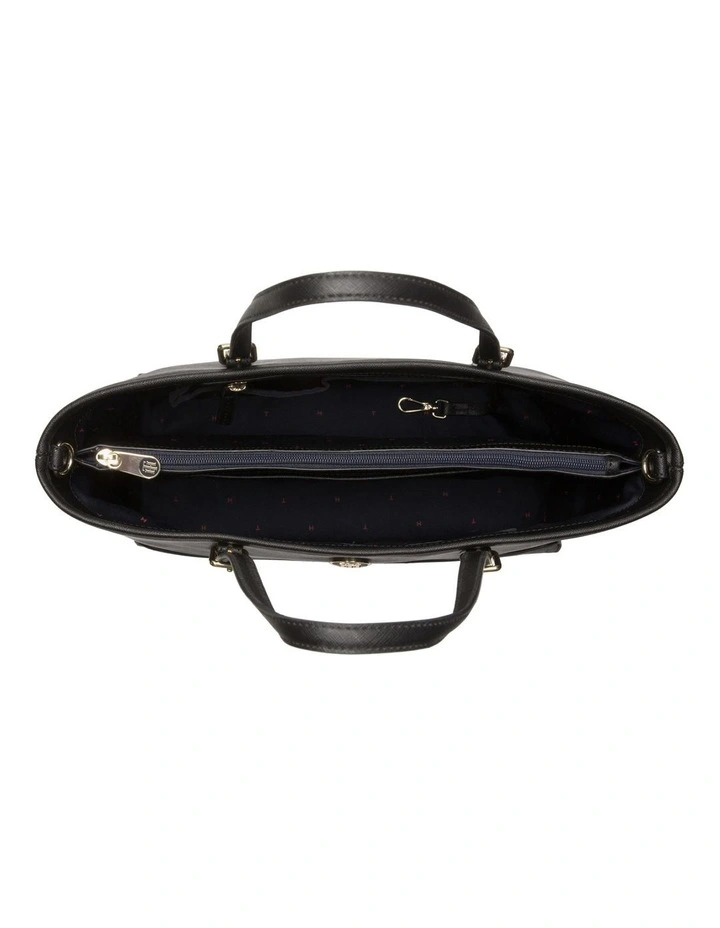 Tommy Hilfiger Honey Medium Monogram Logo Tote Bag In Black 5 Tommy Hilfiger Honey Medium Monogram Logo Tote Bag In Black - Image 3