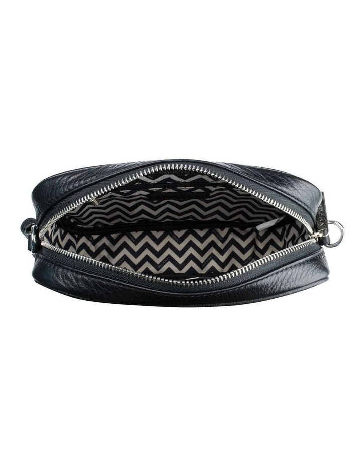 Mocha Chevron Box Leather Crossbody Bag Black 6 Mocha Chevron Box Leather Crossbody Bag Black - Image 4