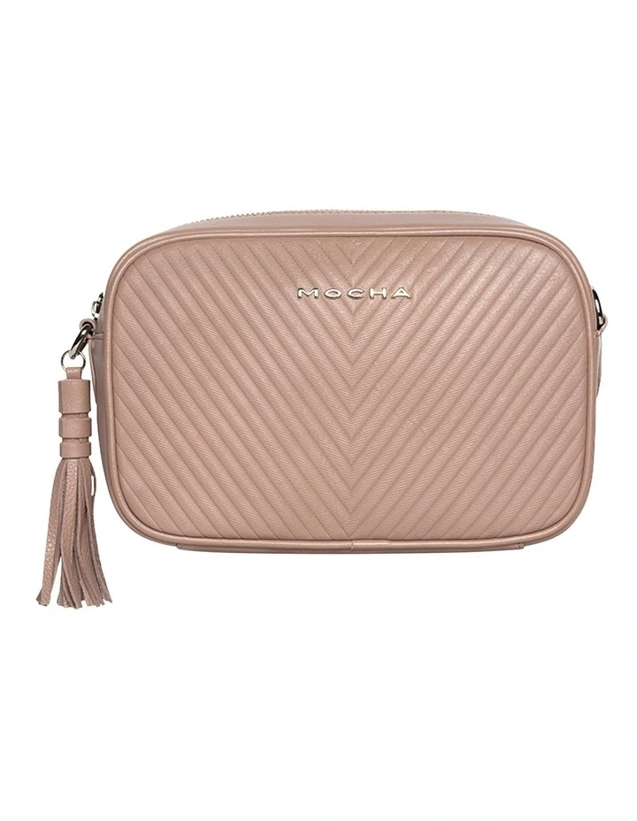 Mocha Chevron Box Leather Crossbody Taupe 4 Mocha Chevron Box Leather Crossbody Taupe - Image 2