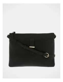 Piper Lara Black Zip Top Crossbody Bag