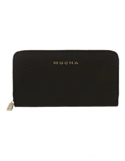 Mocha Kristi Leather Wallet Black/Light Gold