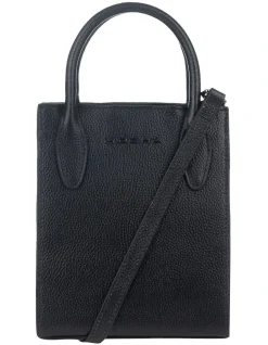 Mocha Petite Leather Tote Bag Black