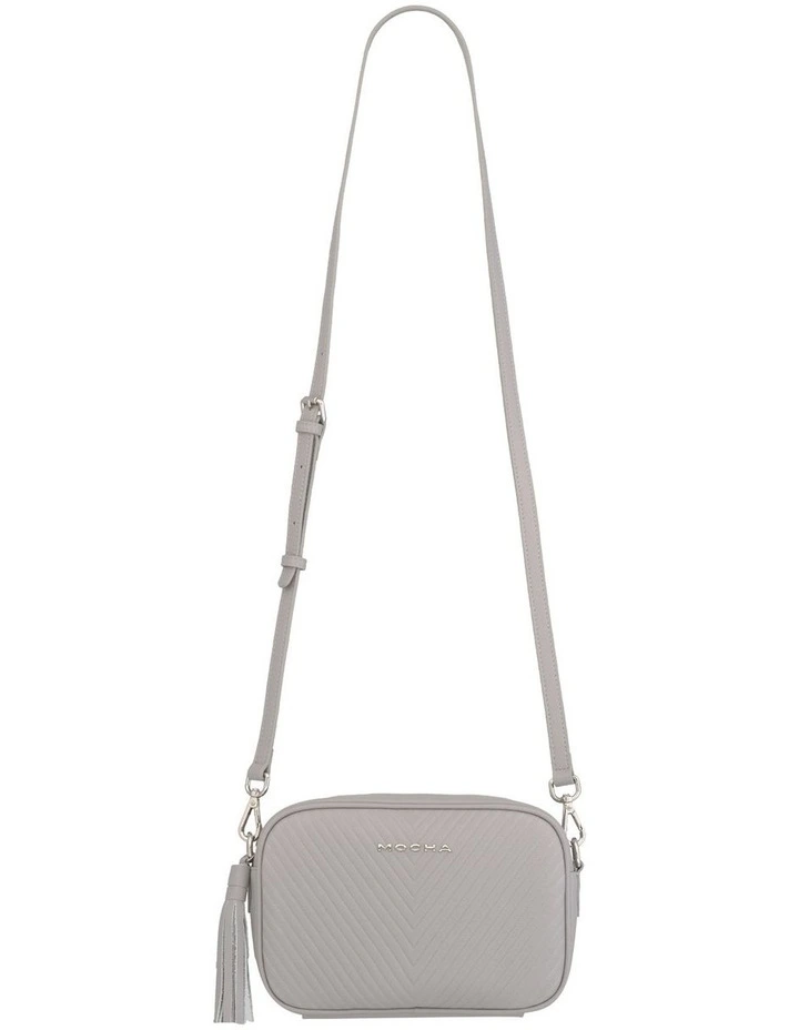 Mocha Chevron Box Leather Crossbody In Grey 4 Mocha Chevron Box Leather Crossbody In Grey - Image 2