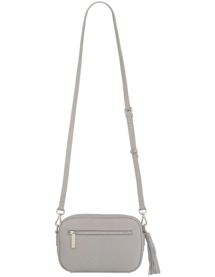 Mocha Chevron Box Leather Crossbody In Grey 5 Mocha Chevron Box Leather Crossbody In Grey - Image 3