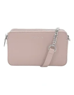 Mocha Mini Leather Chain Crossbody Bag Blush