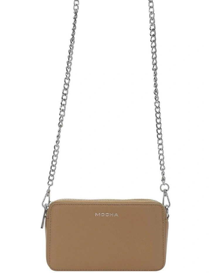 Mocha Mini Leather Chain Crossbody Bag Tan 6 Mocha Mini Leather Chain Crossbody Bag Tan - Image 4