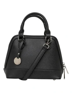 Mocha Camelia Black Top Handle Crossbody Bag