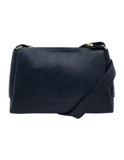 Mocha Audrey Leather Crossbody Bag Black