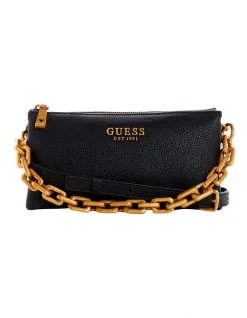 Guess Turin Black Zip Top Crossbody Bag