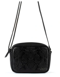 The Sak De Young Black Floral Emboss Camera Crossbody Bag