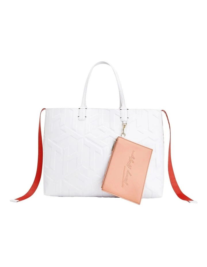 Tommy Hilfiger Iconic Monogram Applique Tote Bag In Ecru 3 Tommy Hilfiger Iconic Monogram Applique Tote Bag In Ecru
