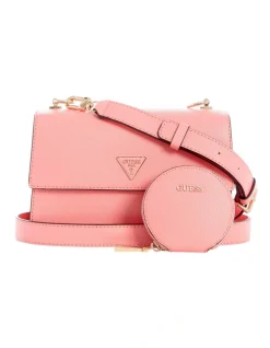 Guess Alexie Pink Flapover Crossbody Bag