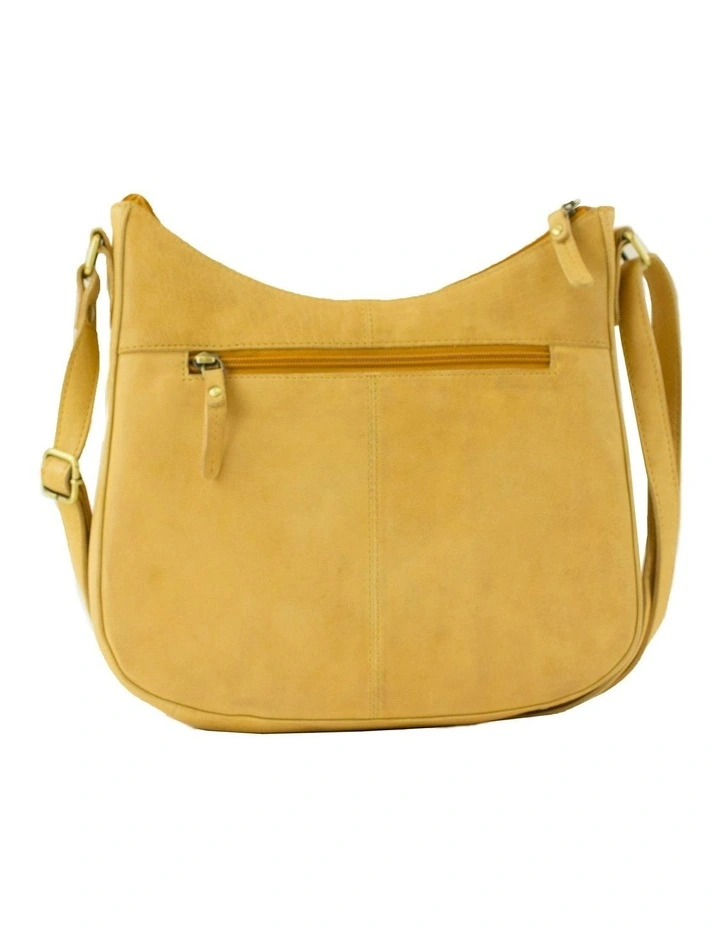 Prairie Curved Camel Leather Zip Top Crossbody Bag 5 Prairie Curved Camel Leather Zip Top Crossbody Bag - Image 3