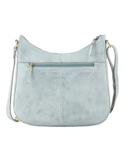 Prairie Curved Denim Blue Leather Zip Top Crossbody Bag -Mocha shop 900921970 3 720x928