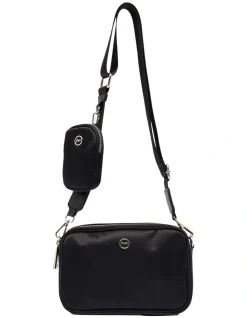 Mocha Ebby Black Double Zip Crossbody Bag