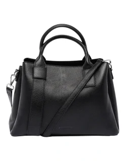 Mocha Harper Leather Black Tote Bag
