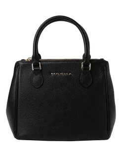 Mocha Whitney Leather Tote In Black