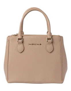 Mocha Whitney Leather Tote In Sand