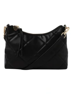 Mocha Dina Quilted Chain Crossbody Bag In Black