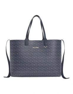 Tommy Hilfiger Iconic Monogram Print Tote Bag In Desert Sky