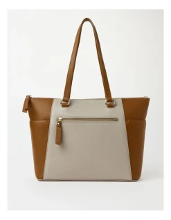 Trent Nathan Alana Zip Top Tote Bag In Combo Brown