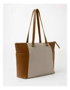 Trent Nathan Alana Zip Top Tote Bag In Combo Brown -Mocha shop 917439850 3 2 720x928