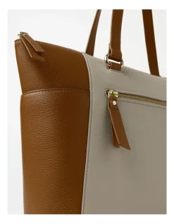 Trent Nathan Alana Zip Top Tote Bag In Combo Brown -Mocha shop 917439850 4 2 720x928