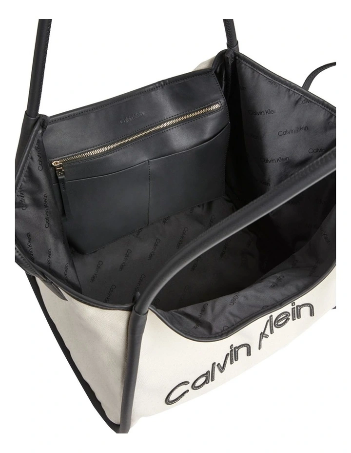 Calvin Klein Resort Refibra Sand Zip Top Tote Bag In White 5 Calvin Klein Resort Refibra Sand Zip Top Tote Bag In White - Image 3