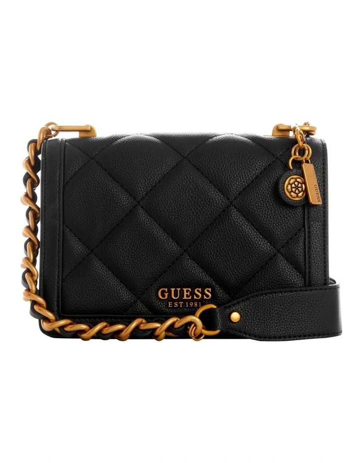 Guess Abey Black Flapover Crossbody Bag 3 Guess Abey Black Flapover Crossbody Bag