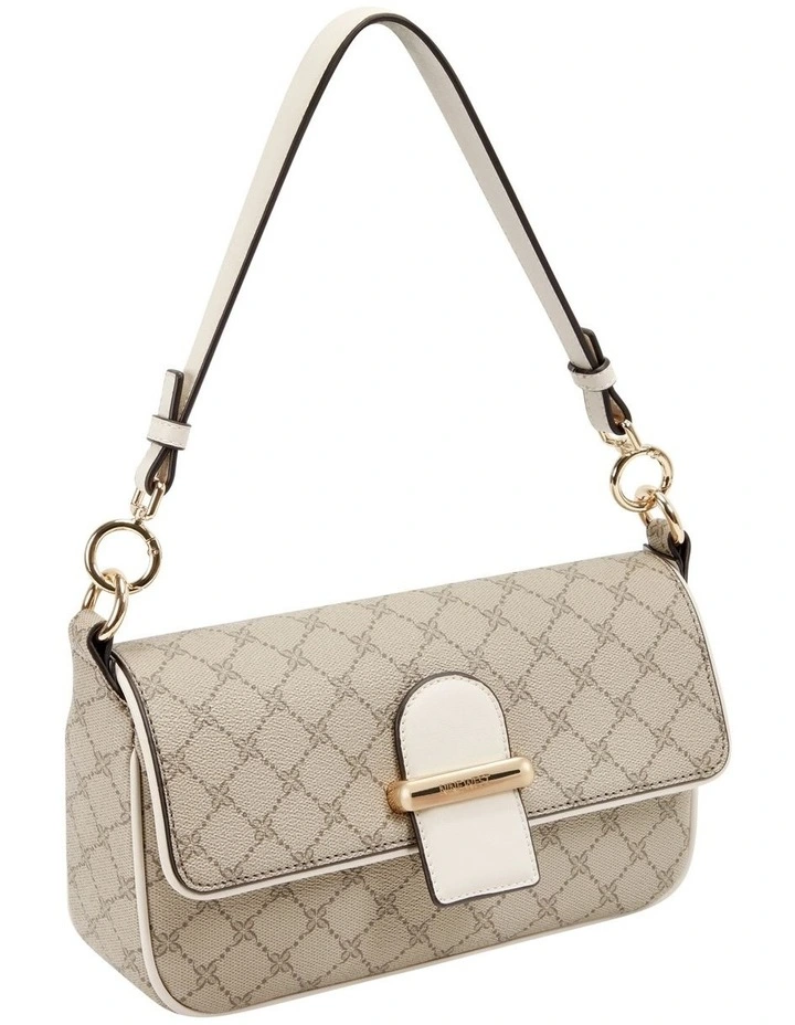 Nine West Zetta Beige Logo Milk Flapover Shoulder Bag 5 Nine West Zetta Beige Logo Milk Flapover Shoulder Bag - Image 3