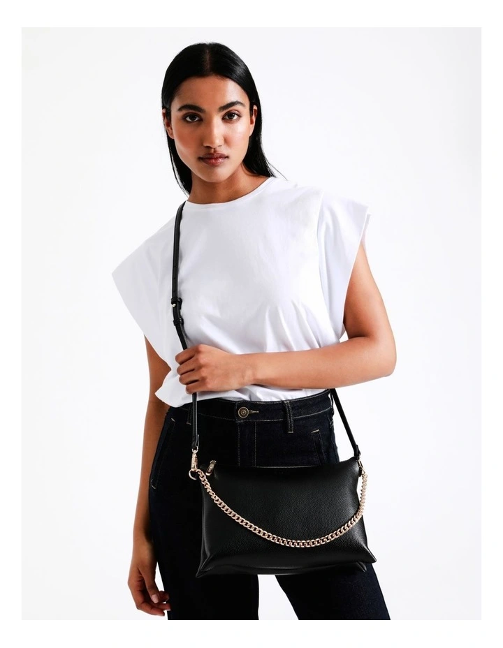 Basque Kiera Multi Gusset Shoulder Bag In Black 4 Basque Kiera Multi Gusset Shoulder Bag In Black - Image 2