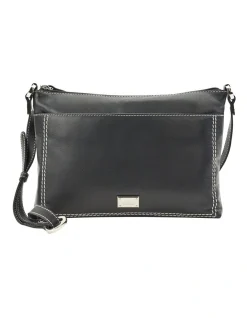 Cellini Sierra Zip Top Crossbody Bag In Black