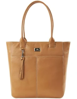Cellini Dublin Zip Top Tote Bag In Camel