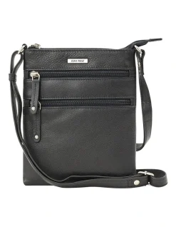 Joan Weisz Zip Top Crossbody Bag In Black
