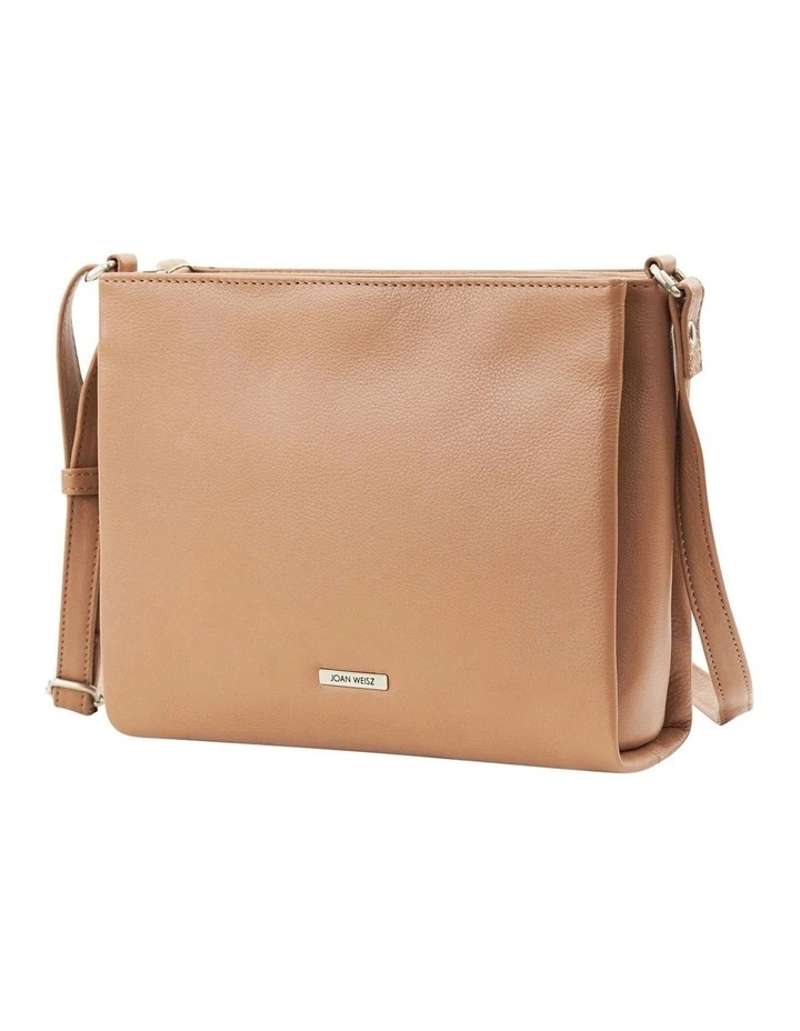Joan Weisz Atlantis Zip Top Crossbody Bag In Camel 4 Joan Weisz Atlantis Zip Top Crossbody Bag In Camel - Image 2