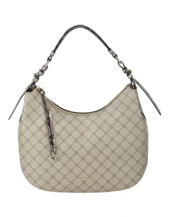 Nine West Irina Logo Zip Top Hobo Bag In Beige Multi