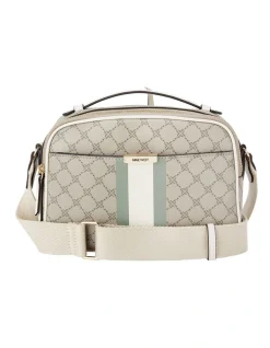 Nine West Pamela Logo Camera Crossbody Bag In Beige/Aloe