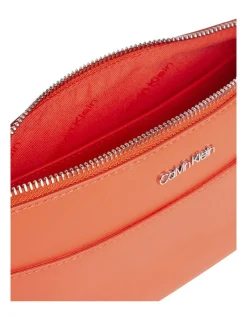 Calvin Klein Faux Leather Crossbody Bag In Deep Orange