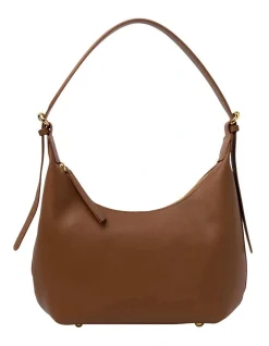 Mocha Amina Leather Hobo Bag In Tan