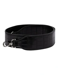 Mocha Stone-Pattern PU Strap In Black/Silver