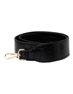 Mocha Stone-Pattern PU Strap In Black/Gold