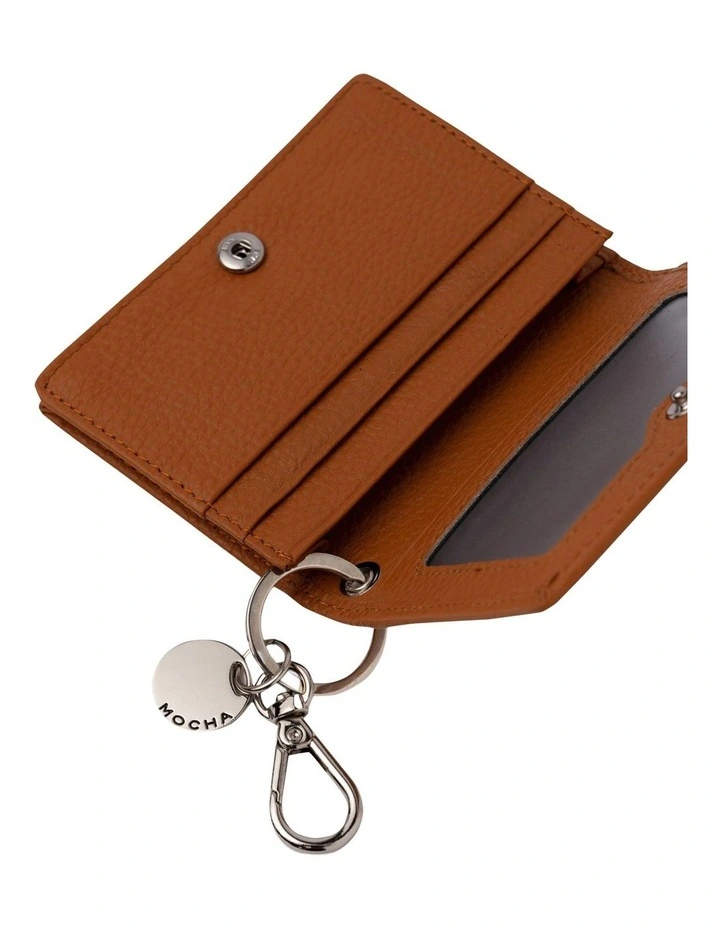 Mocha Leather Card Case With Keyring In Tan 4 Mocha Leather Card Case With Keyring In Tan - Image 2